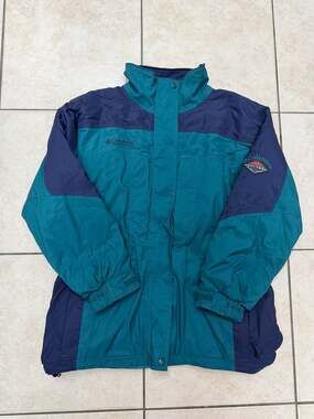 Vintage 90s Columbia Omni-Tech Teal and Navy Blue Colorblock Women's XL Winter S